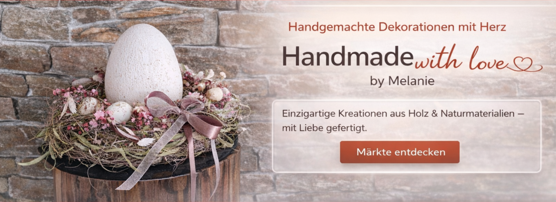 Hero-Bild von Handmade with Love by Melanie für handgemachte Dekorationen aus Holz und Naturmaterialien
